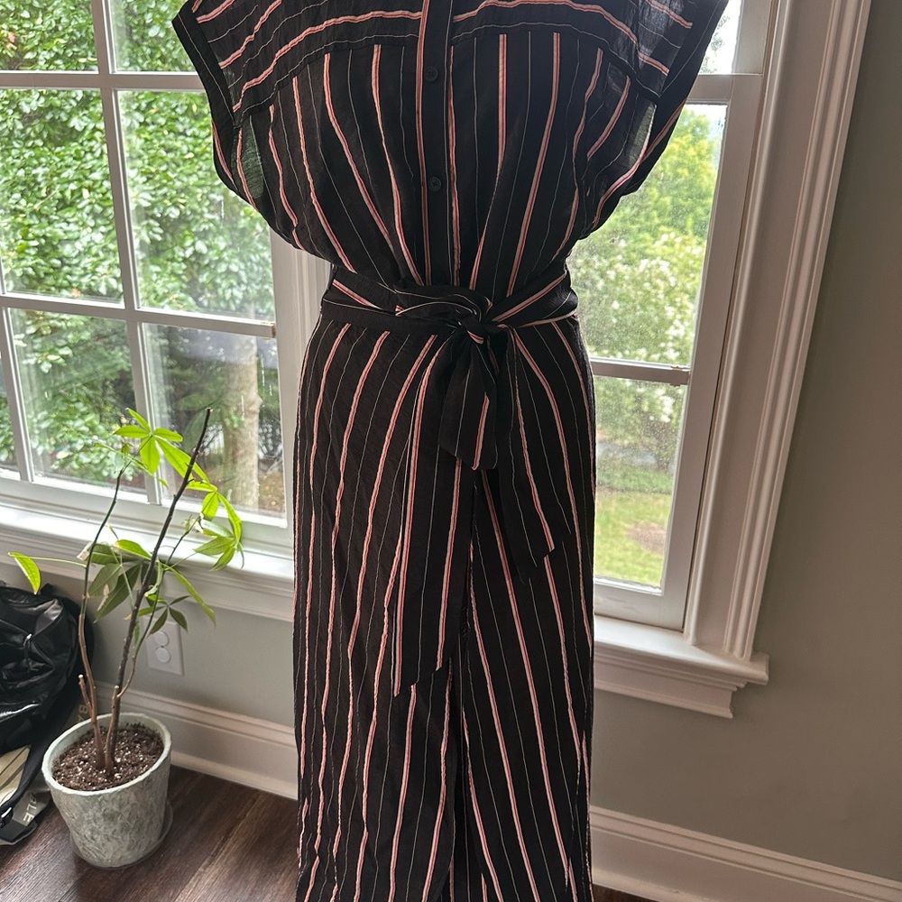 Vince Camuto Black and Pink Striped wrap dress